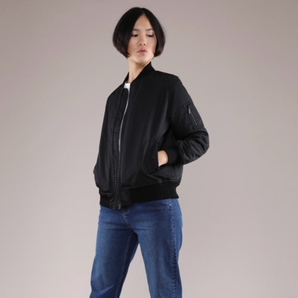 Grana black recycled polyester bomber, XS